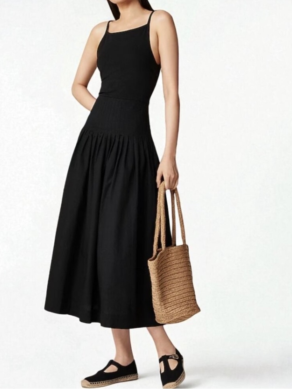 NWT J.Crew Pintuck Mixy Black Dress Size Small